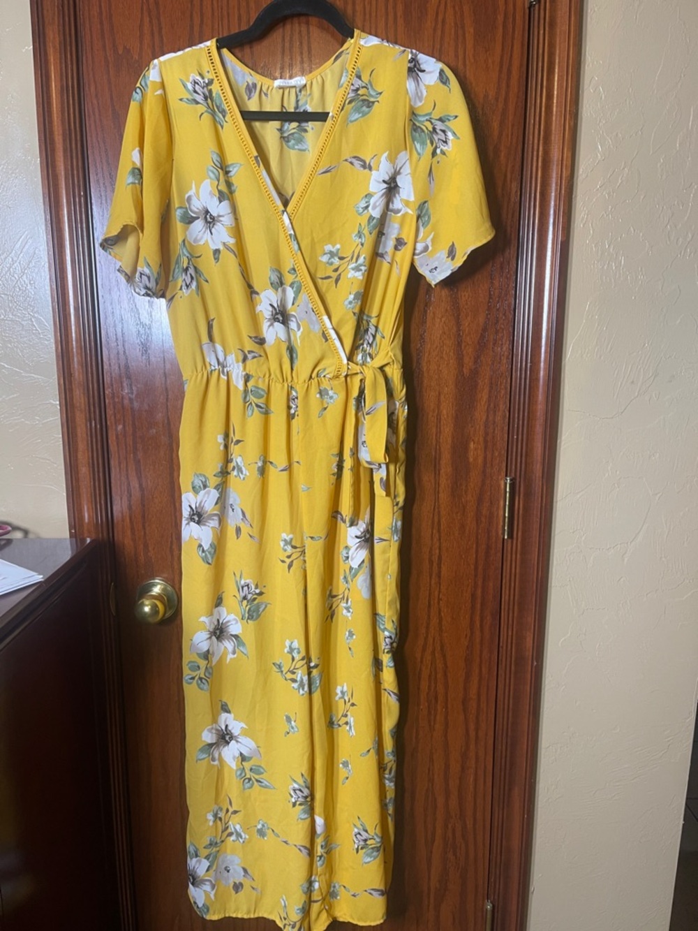 Sienna Sky Yellow Floral Wrap Maxi Romper